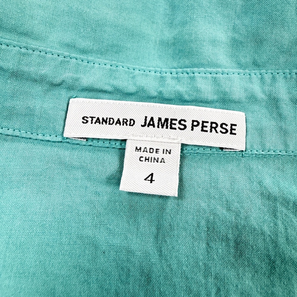 Standard James Perse Button Shirt Women's 4 Teal Ribbed Panel Coastal Beachy - Picture 3 of 9